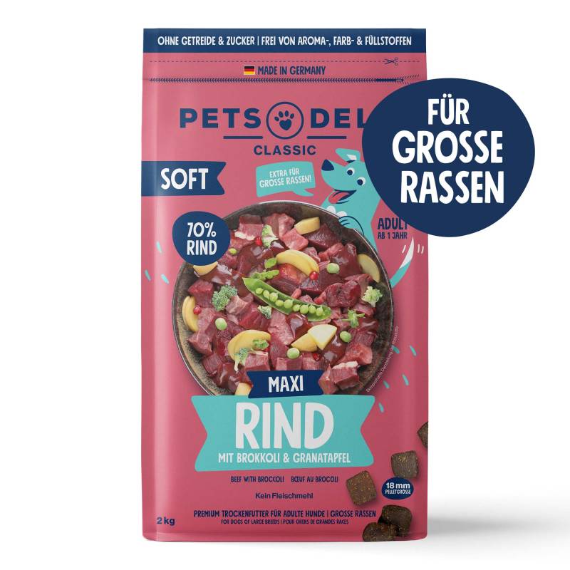 Trockenfutter Maxi Soft Rind mit Brokkoli & Granatapfel für Hunde - Sparpaket 3x9kg von Pets Deli
