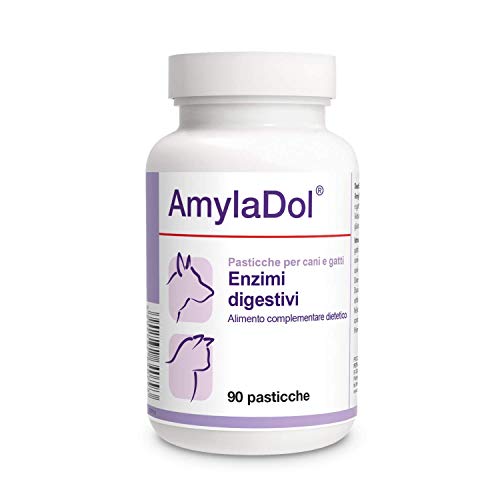 Pets Dolfos AmylaDol 90 Tabletten für natürliche Verdauungsengyme, Amilase, Lipase und Protease. Ergänzende Ernährung bei Verdauungsstörungen von Hunden und Katzen von Pets Dolfos