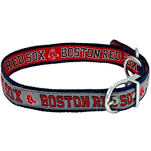 Boston RED SOX Hundehalsband, wendbar, MLB, groß. Premium Home & Away zweiseitiges Haustierhalsband, verstellbar mit Metallschnalle. Ihr LieblingsMLBBaseballteam mit einzigartigem Design auf jeder von Pets First