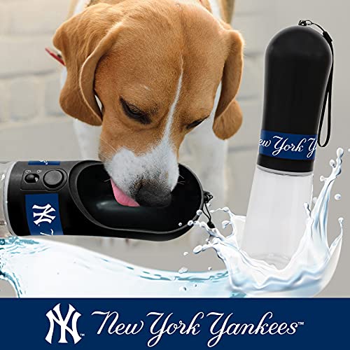 MLB Hunde-Wasserflasche – New York Yankees Baseball Haustier Wasserflasche Beste Katze Wasserbrunnen Spender für Hunde & Katzen, 383 ml. Coole Haustier-Reisewasserflasche mit 2 Kohlewasserfiltern von Pets First