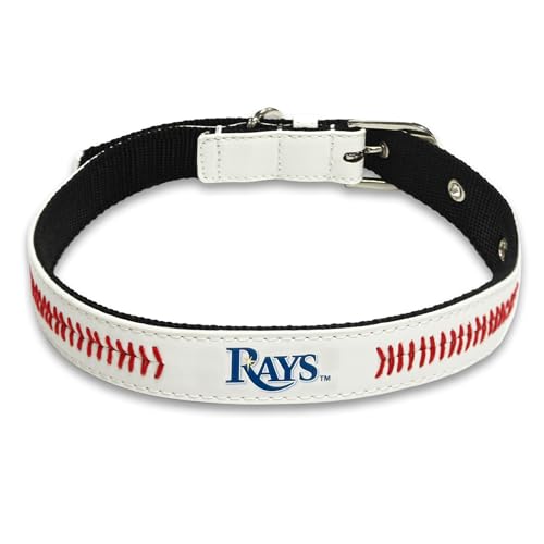 MLB Hundehalsband, Tampa Bay Rays, aus PVC-Leder, Premium-Haustierhalsband, extra robust und langlebig. Super stilvoll. Größe: M verstellbar, 40,6–50,8 cm Länge x 2,5 cm Breite von Pets First