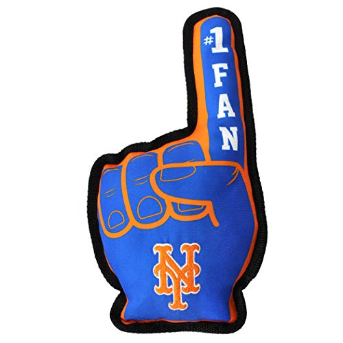 MLB New York Mets MET-3277MLB New York METS #1 Fan Spielzeug Best Sports Hundespielzeug mit doppelt genähtem Rand und robustem Nylonmaterial gefüllt mit kaubarem Polyfil- und innerem Quietscher, Blau, 35,6 x 12,7 cm von Pets First