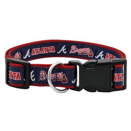 MLB PET Collar Atlanta Braves Hundehalsband, Größe XL, Baseball-Team-Halsband für Hunde und Katzen Glänzendes und buntes Hunde- und Katzenhalsband, lizenziert von The MLB von Pets First