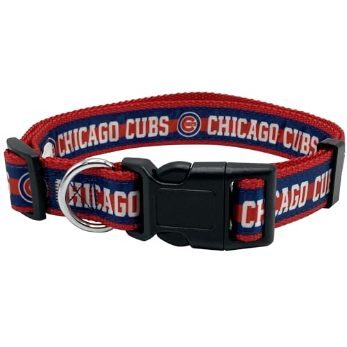 MLB PET Collar Chicago Cubs Hundehalsband, Größe XL, Baseball-Team-Halsband für Hunde und Katzen Glänzendes und buntes Hunde- und Katzenhalsband, lizenziert von The MLB von Pets First