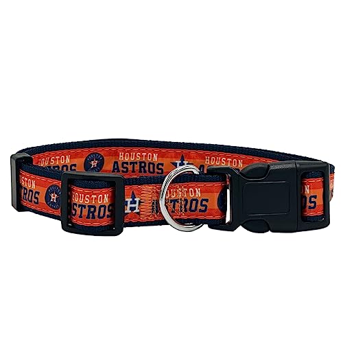 MLB PET Collar Houston Astros Hundehalsband, Größe XL, Baseball-Team-Halsband für Hunde und Katzen Glänzendes und buntes Hunde- und Katzenhalsband, lizenziert von The MLB von Pets First