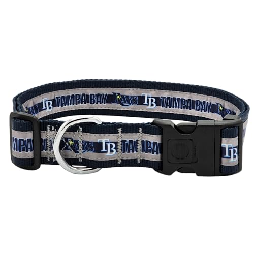 MLB PET Collar Tampa Bay Rays Hundehalsband, Größe XL, Baseball-Team-Halsband für Hunde und Katzen Glänzendes und buntes Hunde- und Katzenhalsband, lizenziert von The MLB von Pets First