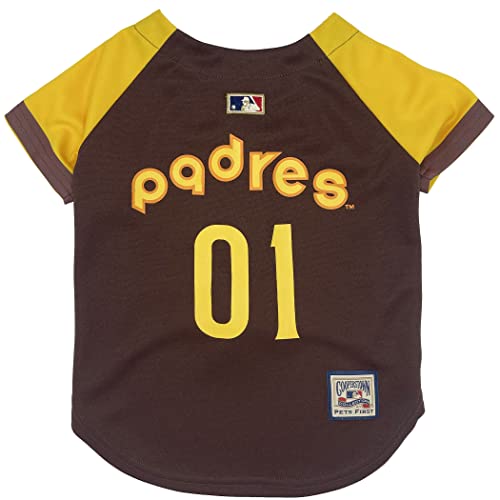 MLB SAN Diego Padres Vintage Throwback Trikot für Hunde und Katzen in Team-Farbe. Bequemes Polycotton-Material, Größe L von Pets First