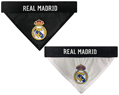 MLS Real Madrid Wende-Bandana für Hunde und Katzen Niedliches Haustier-Bandana-Schal für Fußball-Fans, Team-Farbe, Größe S/M von Pets First