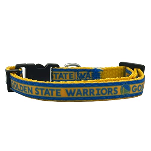 NBA CAT Golden State Warriors Satin-Katzenhalsband mit Klingelglocken-Anhänger für Hunde & Katzen von Pets First