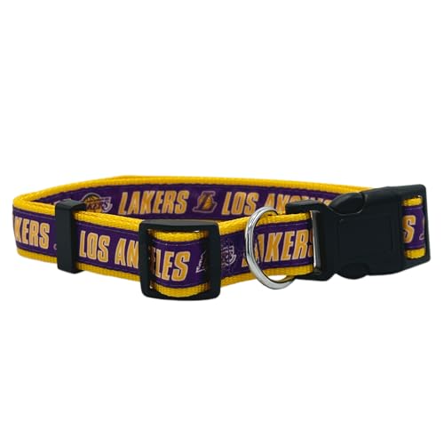 NBA PET Halsband Los Angeles Lakers Hundehalsband, Größe L, Basketball-Team-Halsband für Hunde & Katzen Ein glänzendes und farbenfrohes Hunde- und Katzenhalsband, lizenziert von der NBA von Pets First