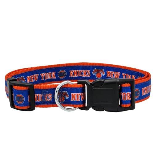 NBA PET Halsband New York Knicks Hundehalsband, Größe L, Basketball-Team-Halsband für Hunde & Katzen EIN glänzendes und farbenfrohes Hunde- und Katzenhalsband, lizenziert von der NBA von Pets First