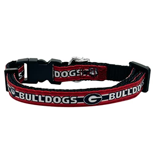 NCAA CAT Halsband Georgia Bulldogs Satin Katzenhalsband College Sport Team Halsband für Hunde & Katzen Ein glänzendes und farbenfrohes Katzenhalsband mit Klingelglocken-Anhänger von Pets First