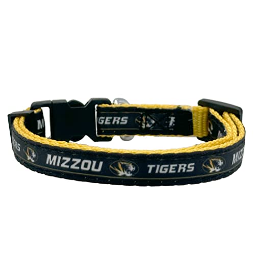 NCAA CAT Halsband Missouri Tigers Satin Katzenhalsband College Sport Team Halsband für Hunde & Katzen Ein glänzendes und farbenfrohes Katzenhalsband mit Klingelglocken-Anhänger von Pets First