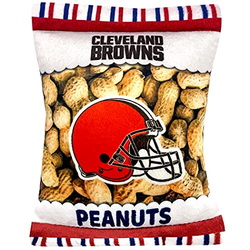 NFL Cleveland Browns Crinkle Fine Plush Dog & Cat Squeak Toy - Cute Stadion Peanuts Snack Plush Toy for Dogs & Cats with Inner Squeaker & Beautiful Baseball Team Name/Logo von Pets First