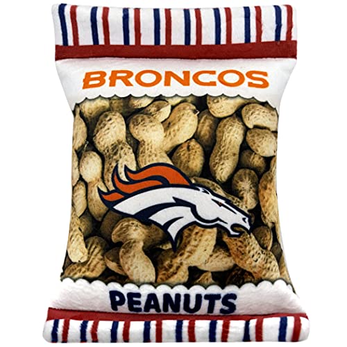 NFL Denver Broncos Crinkle FINE Plüsch Hund & Katze Quietschspielzeug - Niedliches Stadion Peanuts Snack Plüschspielzeug für Hunde & Katzen mit innerem Quietscher & schönem Baseball-Team-Name/Logo von Pets First