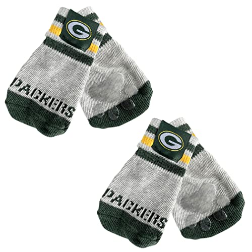 NFL Green Bay Packers Anti-Rutsch-Hundesocken mit elastischem geripptem Oberteil, Größe M/L. Socken für drinnen und draußen, bester Hundepfotenschutz, 2 Paar, cooles Welpenzubehör mit NFL-Logo des NFL Green Bay Packers Anti-Rutsch-Hundesocken mit elastischem geripptem Oberteil, Größe M/L. Socken für drinnen und draußen, bester Hundepfotenschutz, 2 Paar, cooles Welpenzubehör mit NFL-Logo des von Pets First