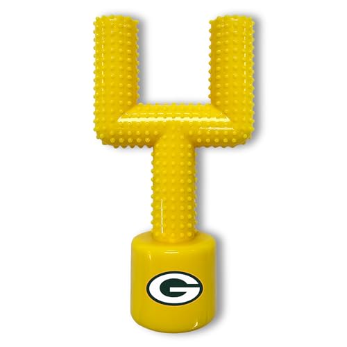 NFL Green Bay Packers Mega-Chew Hartes Nylon Speckgeschmack Hundeknochen Fußball Torpfosten Kauspielzeug Interaktives Leckeres Fun Dog Chew Toy Unzerstörbar Stark & Langlebig Haustier Kauspielzeug von Pets First