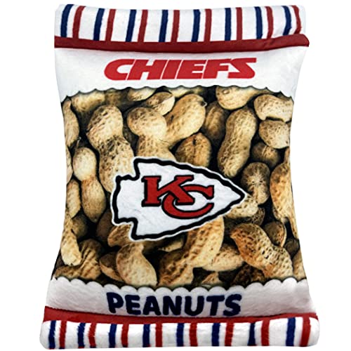 NFL Kansas City Chiefs Crinkle FINE Plüsch Hund & Katze Quietschspielzeug - Süßeste Stadion Peanuts Snack Plüschspielzeug für Hunde & Katzen mit innerem Quietscher & schönem Baseball Team Name/Logo von Pets First