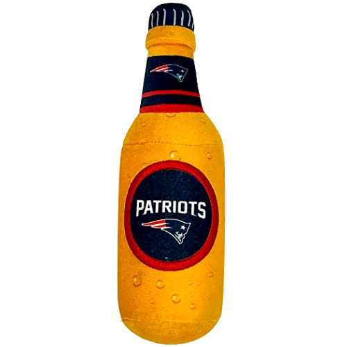 NFL New England Patriots Bierflasche Plüsch Hund & Katze Quietschspielzeug Niedliches Stadion SODA Flasche Snack Plüschspielzeug für Hunde & Katzen mit innerem Quietscher & schönem von Pets First