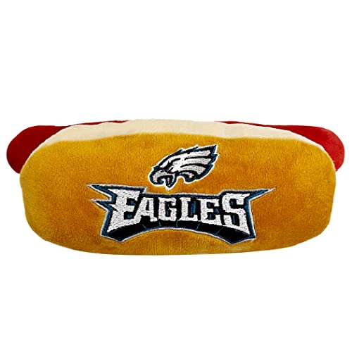 NFL Philadelphia Eagles Hot Dog Plüsch Hund & Katze Quietschspielzeug - Niedliches Hot-Dog Snack Plüschspielzeug für Hunde & Katzen mit Innenquietscher & schönem Fußballteam Name/Logo von Pets First