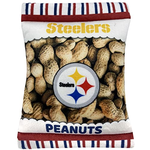 NFL Pittsburgh Steelers Crinkle Fine Plush Dog & Cat Squeak Toy – Niedliches Stadion Peanuts Snack Plüschspielzeug für Hunde & Katzen mit innerem Quietscher & schönem Baseball Team Name/Logo von Pets First