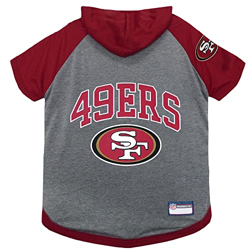 NFL Hoodie T-Shirt für Hunde und Katzen | Fußballshirt mit Kapuze, erhältlich in Allen 32 NFL Teams., San Francisco 49ers, X-Small, San Francisco 49Ers von Pets First
