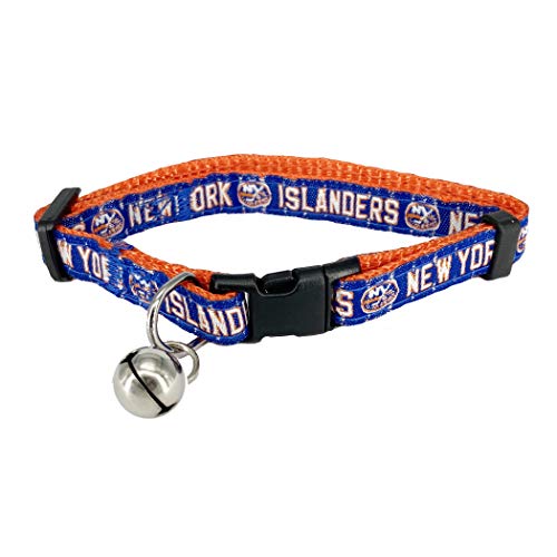 NHL New York Islanders Katzenhalsband, verstellbar, mit reißbarem Halsband für Katzen, mit lizenziertem Teamnamen und Logo, niedliches und modisches Hockey-Halsband mit Glöckchen aus Metall von Pets First