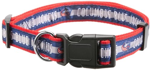 NHL PET Halsband Colombus Blue Jackets Hundehalsband, Größe L, Hockey-Teamhalsband für Hunde & Katzen EIN glänzendes und farbenfrohes Hunde- und Katzenhalsband, lizenziert von der NHL von Pets First