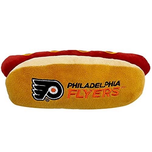NHL Philadelphia Flyers Hot Dog Plush Dog & Cat Squeak Toy - Cutest HOT-Dog Snack Plush Toy for Dogs & Cats with Inner Squeaker & Beautiful Hockey Team Name/Logo von Pets First