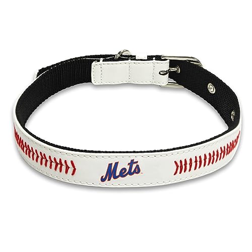 MLB New York Mets New York Mets New Signature PRO PVC-Leder, Premium-Haustierhalsband, extra robust und langlebig. Super stilvoll. Größe: M verstellbar, 40,6–50,8 cm Länge x 2,5 cm Breite von Pets First