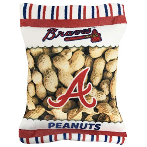 Pets First MLB Atlanta Braves Crinkle FINE Plush Dog & CAT Squeak Toy - Cutest Stadium Peanuts Snack Plush Toy for Dogs & Cats with Inner Squeaker & Beautiful Baseball Team Name/Logo von Pets First