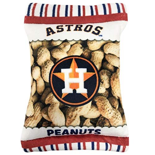 Pets First MLB Houton Astros Knitterspielzeug für Hunde und Katzen, knisterndes Plüsch, Spielzeug für Hunde und Katzen, mit Quietschfunktion und schönem Baseball-Team-Logo von Pets First