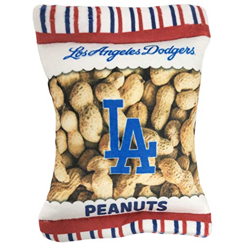 Pets First MLB LOS Angeles Dodgers Crinkle FINE Plush Dog & CAT Squeak Toy - Cutest Stadium Peanuts Snack Plush Toy for Dogs & Cats with Inner Squeaker & Beautiful Baseball Team Name/Logo von Pets First
