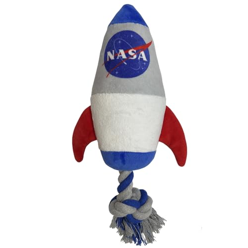 Pets First NASA Rocket Rope Hundespielzeug, Raketenschiff Spielzeug für Hunde und Katzen mit NASA Logo und Design, Hundeseilspielzeug von Pets First