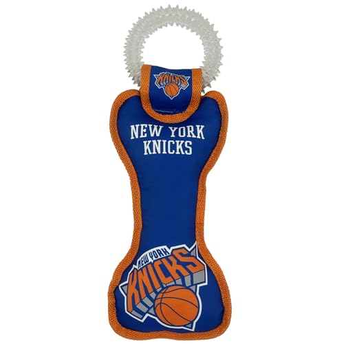 Pets First NBA New York Knicks Dental Hundespielzeug mit Quietscher, Robustes Haustierspielzeug für gesunden Spaß, Zahnen & Reinigen von Zähnen und Zahnfleisch von Pets First