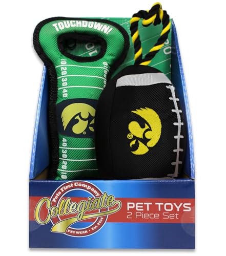 Pets First NCAA Iowa Hawkeyes Seilspielzeug und Feldspielzeug-Boxset mit NCAA Team-Logo von Pets First