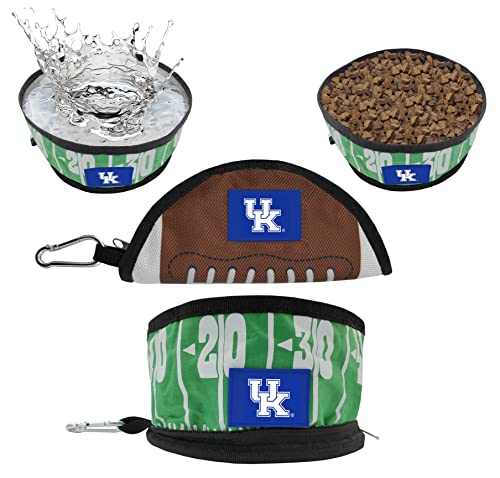 Pets First NCAA Kentucky Wildcats Faltbarer Hundenapf, Futternapf und Wassernapf für Hunde & Katzen Leichter auslaufsicherer Futternapf für Reisen mit Fußballfeld & Kieselstein-Design von Pets First