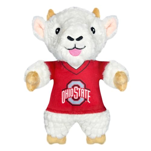 Pets First NCAA Ohio State Buckeyes Ziege Plüschtier für Hunde und Katzen mit Quietscher, trägt ein Team-Trikot! Lustiges und sportliches Kauspielzeug in Ziegenform, interaktives Haustierspielzeug von Pets First