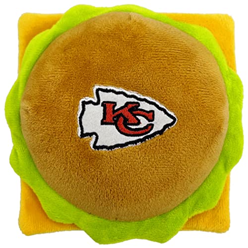 Pets First NFL Kansas City Chiefs Stadion Cheese Burger Plüsch Hund & Katze Quietschspielzeug mit schönem Teamname & Logo von Pets First
