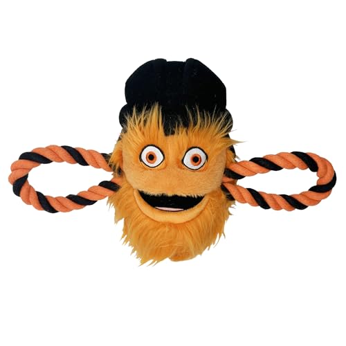 Pets First NHL Philadelphia Flyers Maskottchen Spielzeug für Hunde Katzen Niedliches und unterhaltsames Gesicht mit robusten Seilen 17,8 cm Kauspielzeug Cartoon Spielzeug mit innerem Quietscher von Pets First