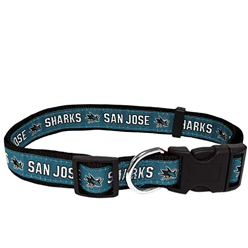 Pets First NHL San Jose Shark Halsband für Hunde und Katzen, Größe L – verstellbar, niedlich und stilvoll Das ultimative Hockey-Fan-Halsband von Pets First