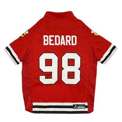 Pets First NHLPA Connor Bedard Mesh Jersey für Hunde & Katzen, Chicago Blackhawks Bedard-98 Hundetrikot, Größe M, lizenziertes Hundetrikot mit Ihrem Lieblings-Hockey-Teamspieler Pets First NHLPA Connor Bedard Mesh Jersey für Hunde & Katzen, Chicago Blackhawks Bedard-98 Hundetrikot, Größe M, lizenziertes Hundetrikot mit Ihrem Lieblings-Hockey-Teamspieler von Pets First