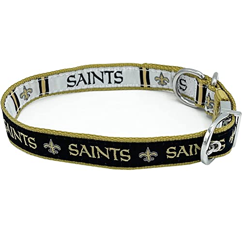 Pets First New Orleans Saints Reversible NFL Hundehalsband, Größe L, Premium zweiseitiges Haustierhalsband mit Ihrem Lieblings-NFL Team! (NOS-3280-LG) von Pets First
