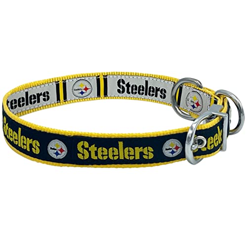 Pets First Pittsburgh Steelers Wendbares NFL Hundehalsband Größe L, Premium Zweiseitiges Haustierhalsband mit Ihrem Lieblings-NFL Team! von Pets First