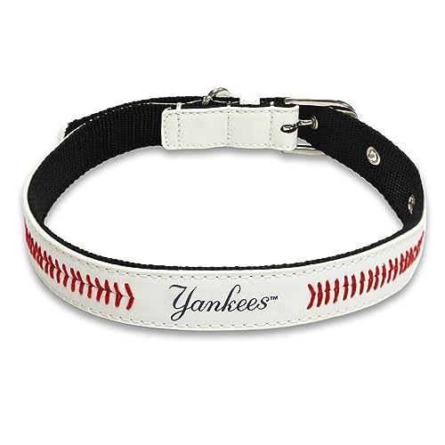 MLB New York Yankees Signature PRO Hundehalsband, PVC-Leder, Premium-Hundehalsband, extra robust und langlebig. Super stilvoll. Größe: S, verstellbar, 30,5–38,1 cm Länge x 1,9 cm Breite von Pets First