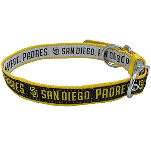 SAN Diego Padres Wendbares MLB Hundehalsband Medium Premium Home & Away Zweiseitig Haustier Halsband Verstellbar mit Metallschnalle Ihr LieblingsMLB Baseball Team mit einzigartigem Design auf jeder von Pets First