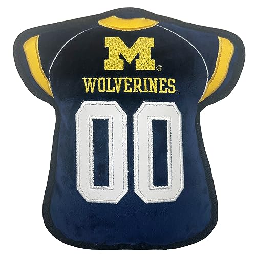 The First Ever Tough but Smooth Dog Toy NCAA Michigan Wolverines Football Jersey Tough Pet Toy A Premium Quality Doggie Toy with Built-in Squeaker Sports Fans Favorite Chew Toy von Pets First