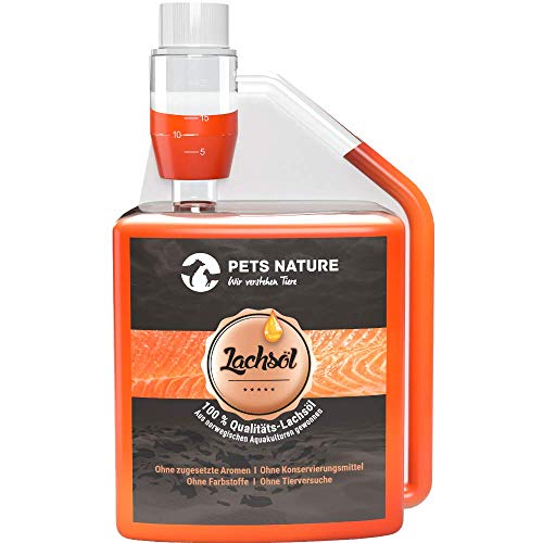 Pets Nature Lachsöl für Hunde und Katzen reines Premium Fischöl mit Omega 3 und 6 für Ihren Hund, Katze und Pferd, 500 ml von Pets Nature