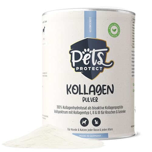 Pets PROTECT reines KOLLAGEN-Pulver für Hunde & Katzen 300 g | Gelenk-Gesundheit Hund | Kollagen-Hydrolysat aus Deutscher Herstellung | 100% natürlich | Collagen mit maximaler Nährstoffdichte von Pets PROTECT