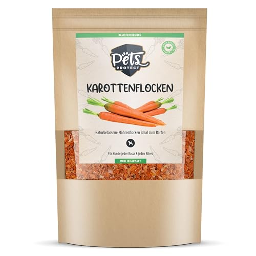 Pets Protect 1kg Karotten-Flocken für Hunde | 100% natürlicher Barf-/Hundefutter-Zusatz aus Deutscher Herstellung | Lebensmittelqualität ohne künstliche Zusätze | Getreidefrei & glutenfrei von Pets PROTECT